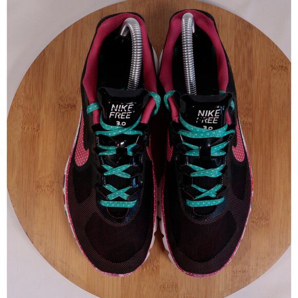 Nike Free 3.0 Running Sneakers Shoes Women 8 Black Pink - Picture 5 of 14